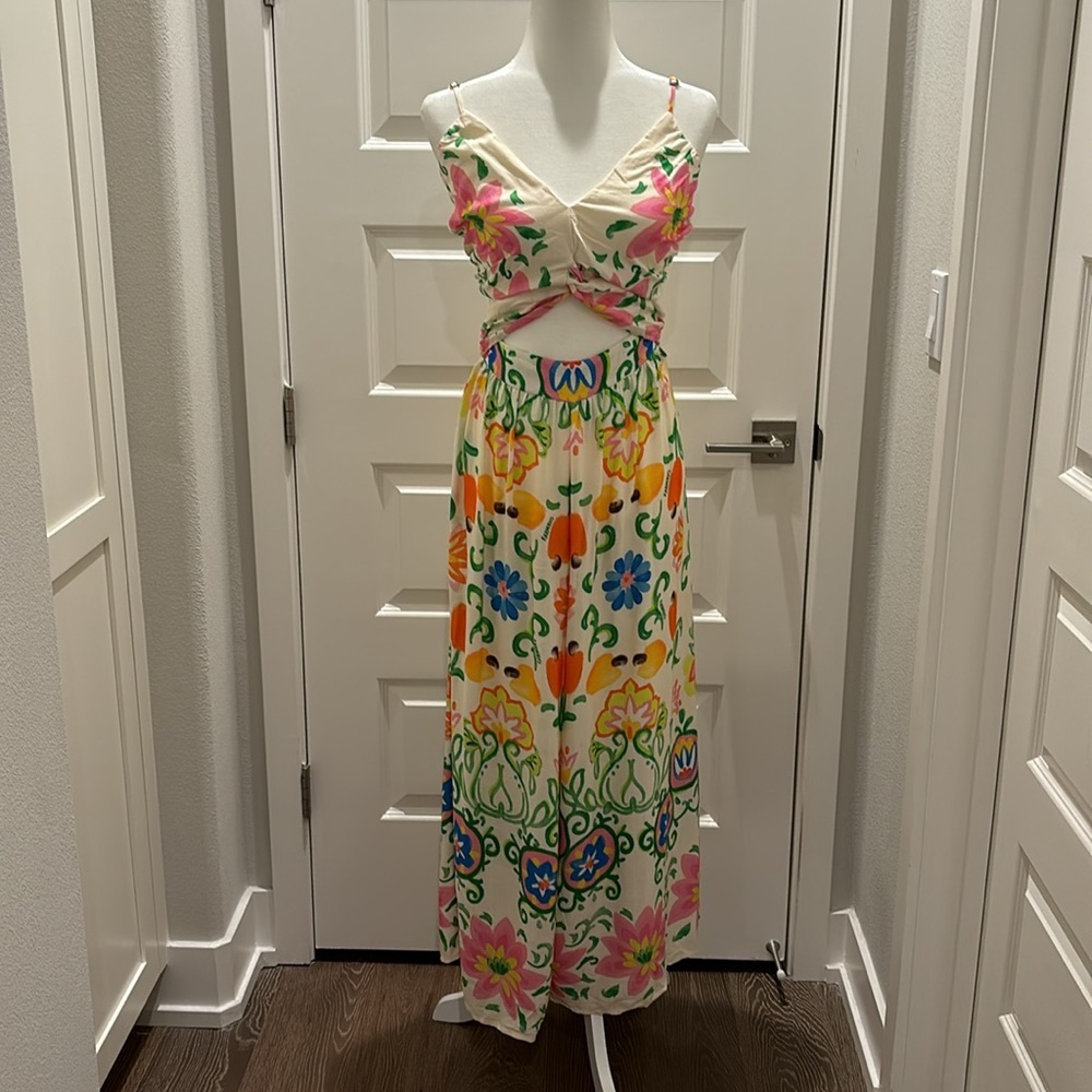 FARM Rio Watercolor Bow Jumpsuit Size M - Picture 6 of 9